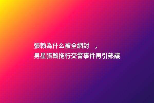 張翰為什么被全網封，男星張翰拖行交警事件再引熱議